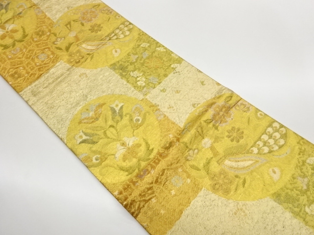 JAPANESE FUKURO OBI / WOVEN FLOWER & BIRD